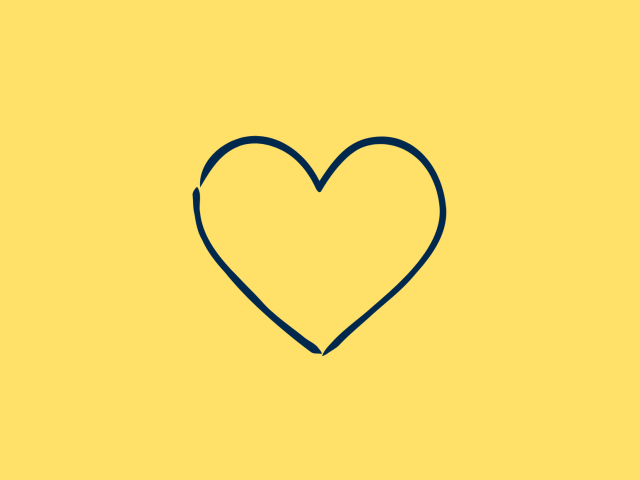 Dark blue heart with pale yellow background