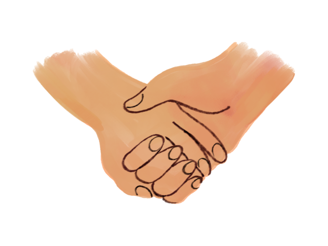 Warm toned hands holding each other